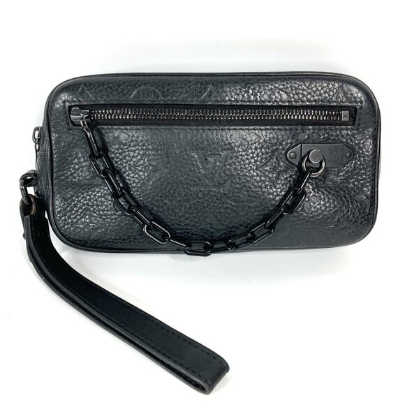 LOUIS VUITTON Black Monogram Leather Pouch - Picture 1 of 14
